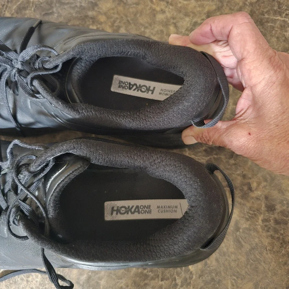 Hoka Sneakers Mens 14 Bondi SR Leather Black Lace Up Casual Comfort Everyday